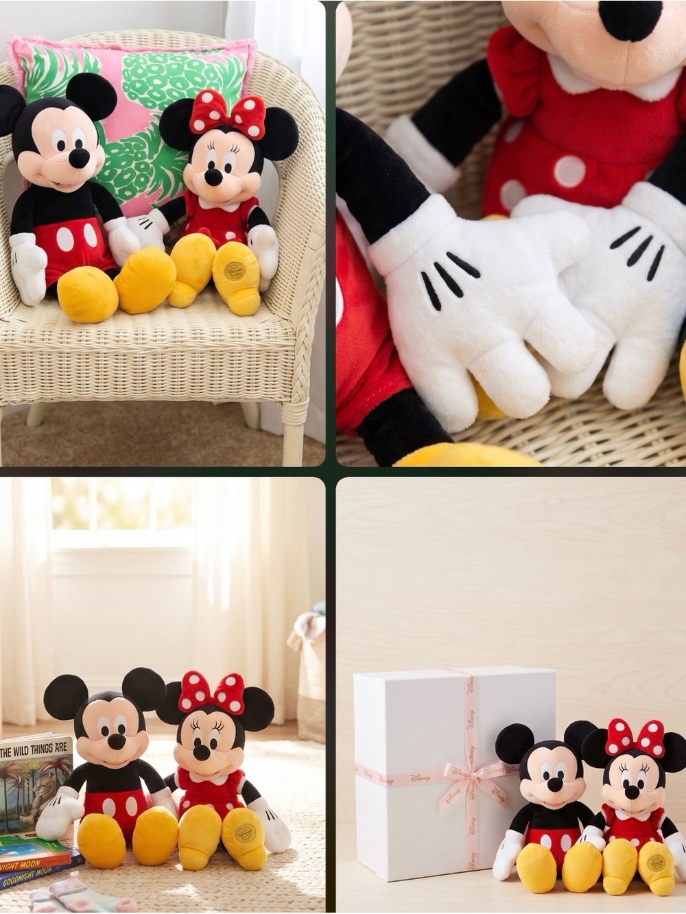 Disney Mickey and Minnie Plush Duo - Black, Red, Yellow, White